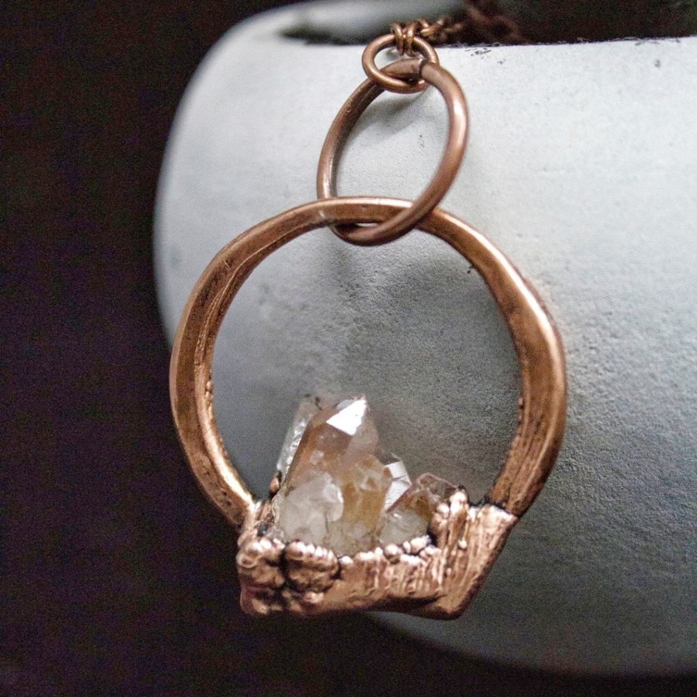 Tangerine Quartz Cluster Necklace